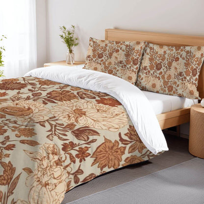 Komplettes Bettwäscheset mit floralem Design, 90GSM Polyester, Bettbezug 80x90 Zoll, Kissenbezüge 30x20 Zoll, sublimierte Drucktechnik