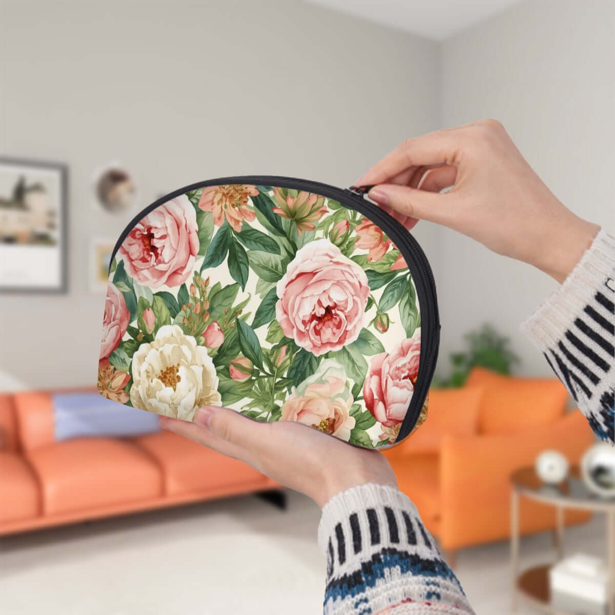 Aufbewahrungsbeutel-Set (2 Stück) in Floraldesign, aus Polyester, sublimationsbedruckt, vielseitige Größen, Reißverschluss, große Kapazität.