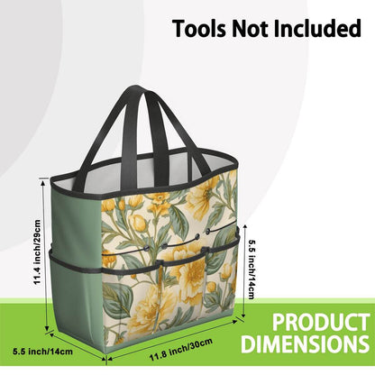 Gartengerätetasche aus Oxford-Stoff mit floralem Design, 11,8"x5,5"x11,4", wasserdicht, tragbar, für große Kapazität und Aufbewahrung.