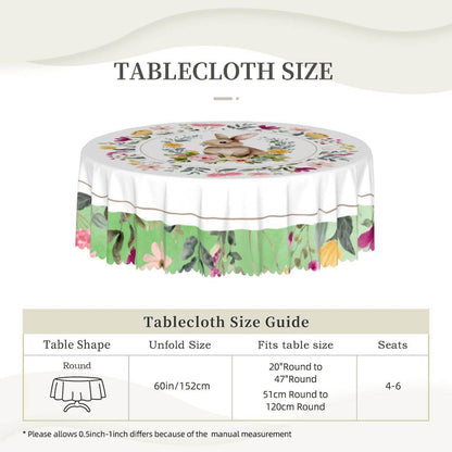 Runde Tischdecke mit gewelltem Rand, 60 Zoll Ostermotiv, aus 100 % Polyester, Sublimationsdruck, wasserfest, Tischschutz und Dekoration