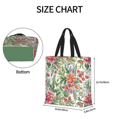 Größe der Große Tragetasche mit floralem Muster, Umhängetasche, Polyester, einseitiger Druck, 19,6x15,7x5,9 Zoll