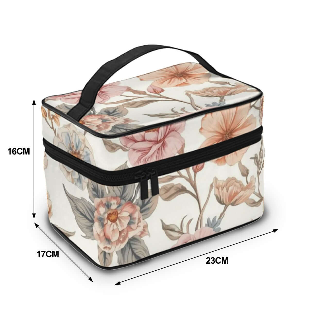 Tragbare Reise-Kosmetiktasche aus Polyester mit Blumendesign, 9.0"x6.7"x6.3", große Kapazität, ideal für unterwegs.