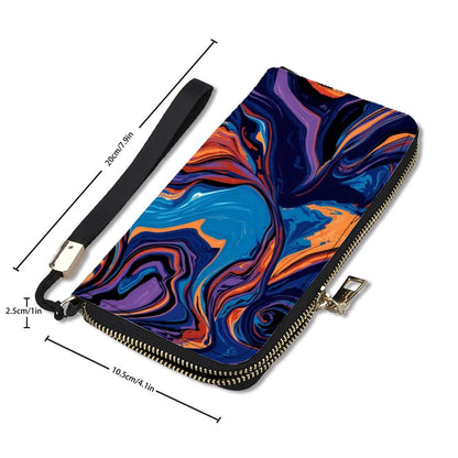 Bunte Clutch-Geldbörse für Damen, gefertigt aus hochwertigem PU mit doppeltem UV-Druck, inklusive Aufbewahrungsbeutel-Set (2 Stück)