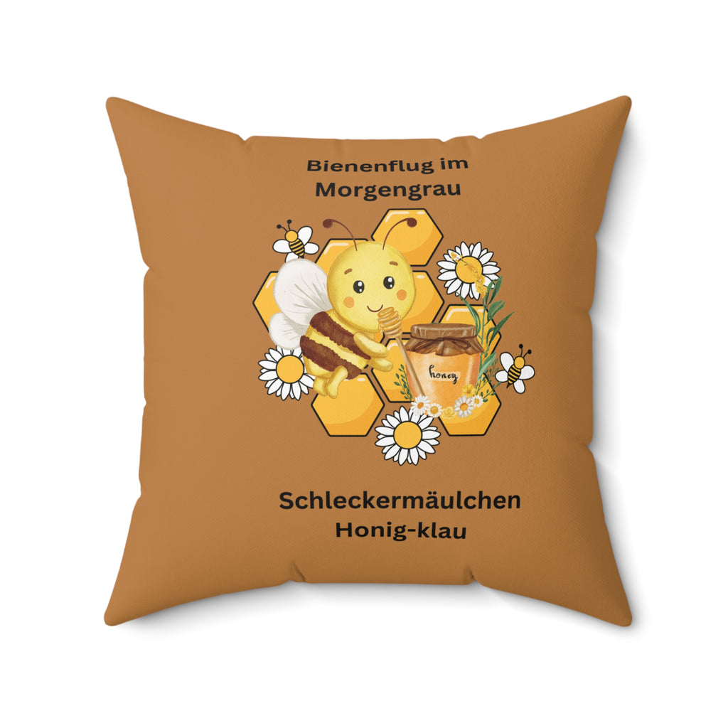 Bienen-inspiriertes Kissen, süßes Bienenkissen in Hellbraun