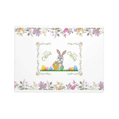 Rechteckige Tischdecke mit Wellenrand Ostermotiv, 100% Polyester, wasserdicht, 72x54 Zoll, einseitiger Sublimationsdruck mit Osterhasen-Design.