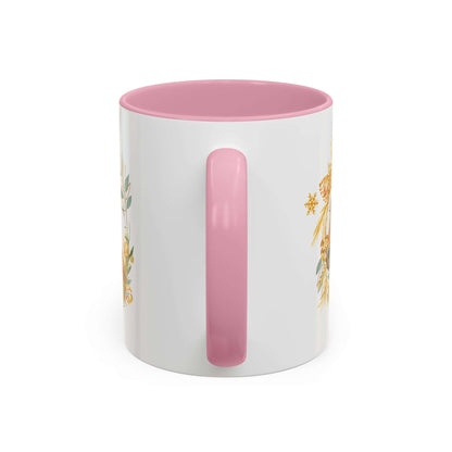 Kaffeetasse mit Pferdemotiv und Blumenmuster Pink