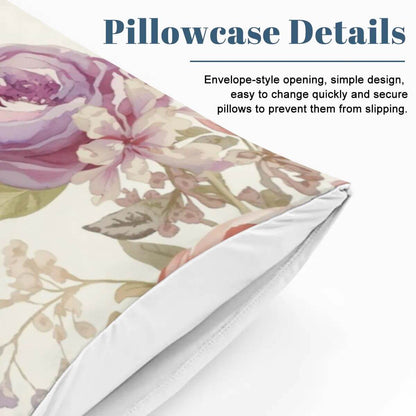 Pillowcase Details mit Blumenmuster und Umschlag-Design, Teil des Video Komplettes Bettwäscheset, 90GSM Polyester, 30x20x20 Zoll.