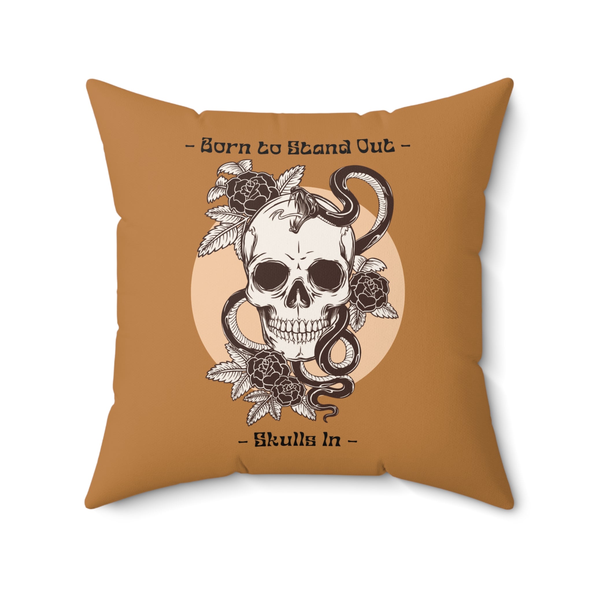 Totenkopf und Schlange Dekokissen | Born to Stand Out Akzent | Gothic hellbraun