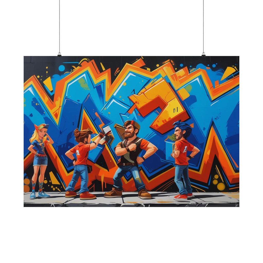 Lebendiger Satin-Wandkunstdruck, Poster im Graffiti-Stil für Gamer 