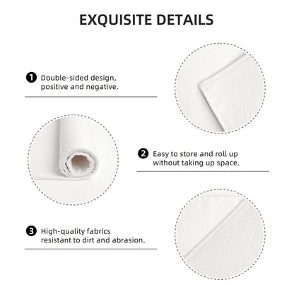 Exquisite details of doppellagige Tischsets aus Leinenimitat featuring double-sided design, easy storage, and high-quality fabrics.