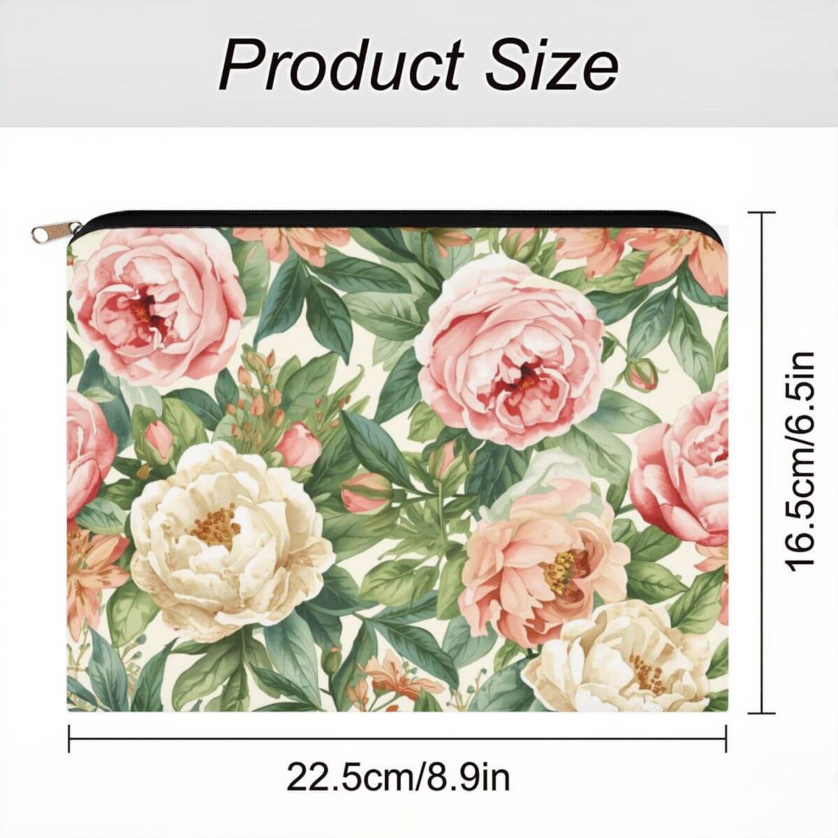 Reise-Kosmetiktasche aus Polyester mit floralem Design, 8,9x6,5 Zoll, langlebiger Reißverschluss, ideal für Reisen und als Geldbeutel