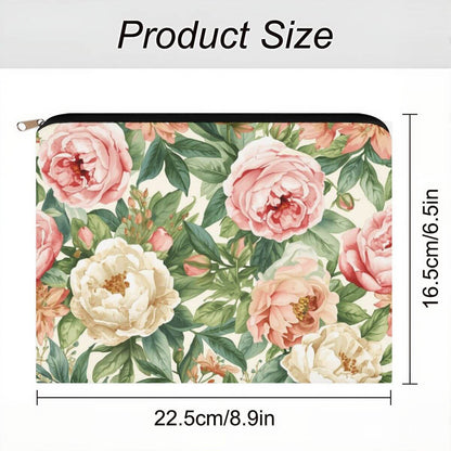 Reise-Kosmetiktasche aus Polyester mit floralem Design, 8,9x6,5 Zoll, langlebiger Reißverschluss, ideal für Reisen und als Geldbeutel