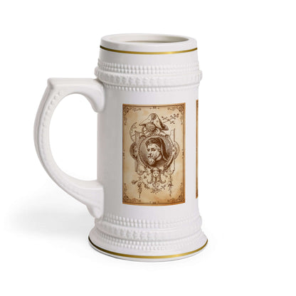 Bierkrug mit Porträtmotiv – Antikes Sepia-Gentleman-Design Ein Bierkrug, der Geschichte erzählt und Eleganz ausstrahlt. Das antike Sepia-Design mit Gentleman-Porträt macht ihn zu einem besonderen Sammlerstück und Alltagsbegleiter:  Design: Klassisches Por