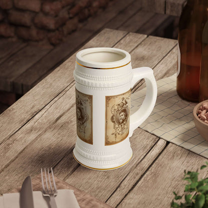 Bierkrug mit Porträtmotiv – Antikes Sepia-Gentleman-Design Ein Bierkrug, der Geschichte erzählt und Eleganz ausstrahlt. Das antike Sepia-Design mit Gentleman-Porträt macht ihn zu einem besonderen Sammlerstück und Alltagsbegleiter:  Design: Klassisches Por