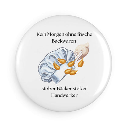 Runder Bäckermagnet Teamgeschenk mit handgezeichneter Bäckersilhouette und der Aufschrift &