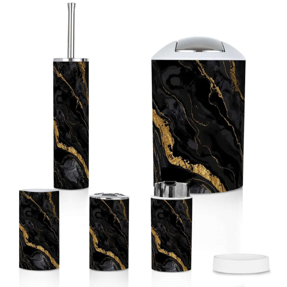 Badezimmer-Accessoires-Set, 5-teilig aus hochwertigem Kunststoff mit elegantem Design, inklusive Zahnbürstenhalter, leicht und langlebig
