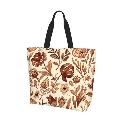 Große Schultertasche für Damen mit floralem Muster, 100% Polyester, langlebig und wasserabweisend, 19,7"x15,7"x5,9"