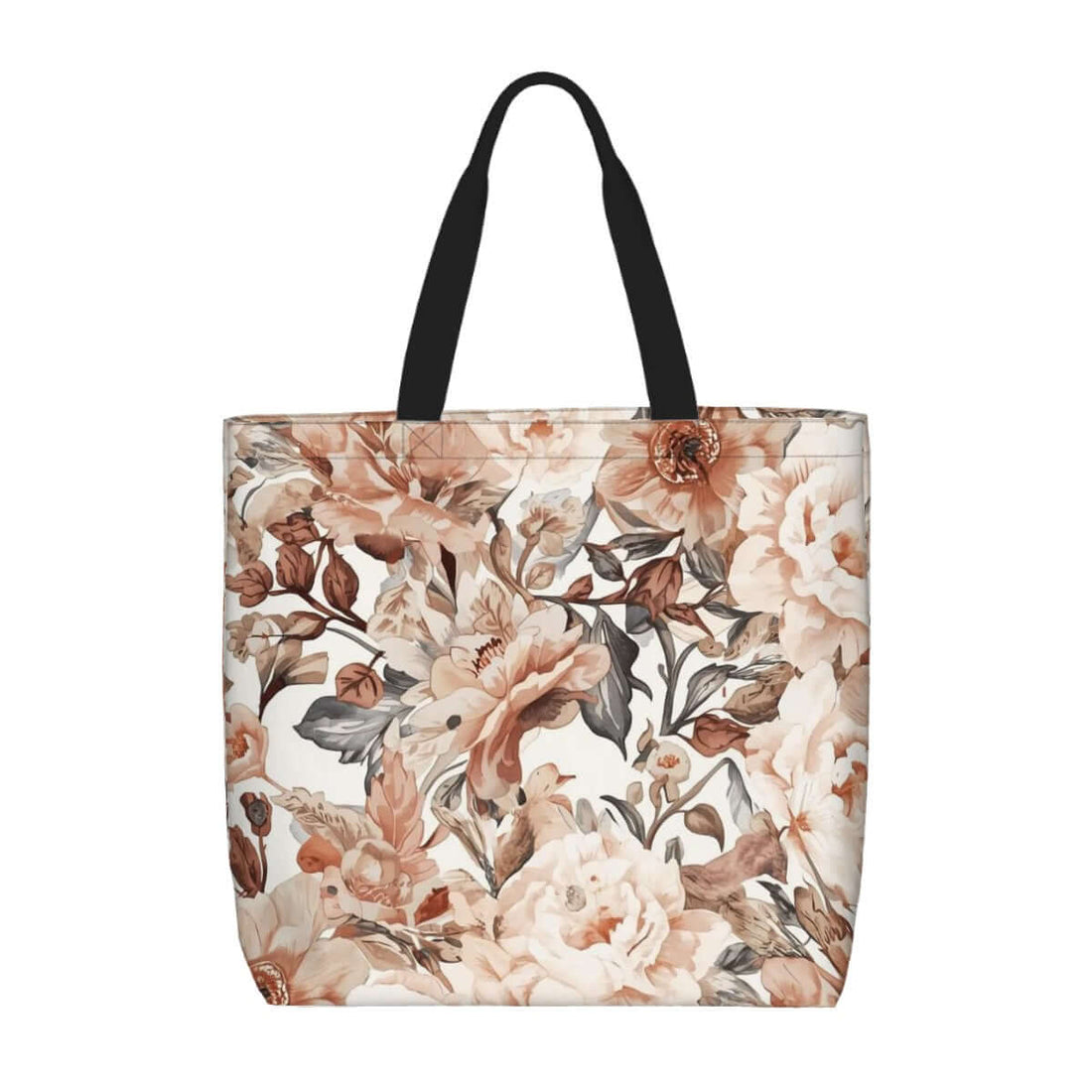 Große Tragetasche mit floralem Muster, Umhängetasche, aus 100 % Polyester, Größe 19,6"x15,7"x5,9"