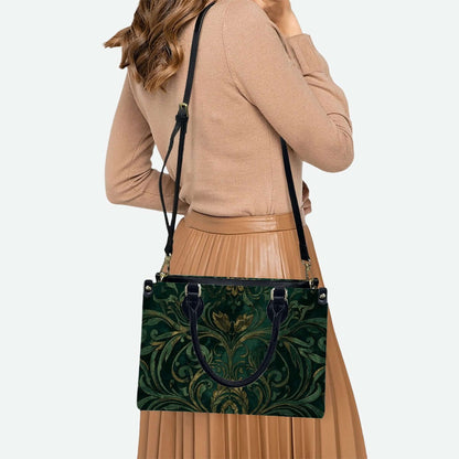 Damen mit PU-Tragetasche für Damen, Design mit Mustern, schwarz gehalten, mit Aufbewahrungsbeutel-Set (2 Stück), hochwertige Verarbeitung.