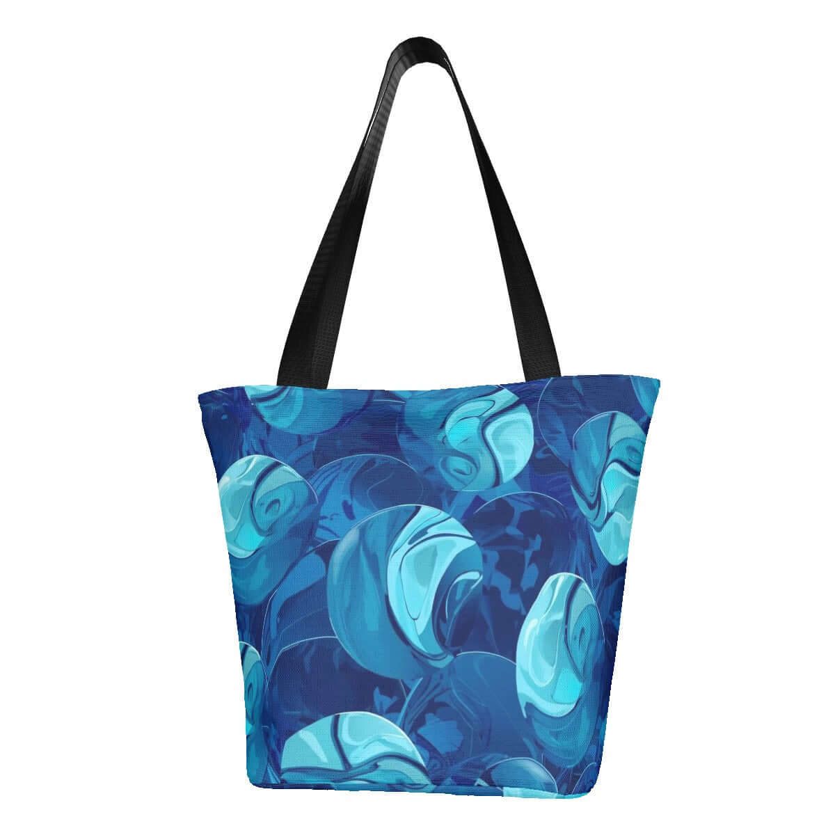 Schultertasche zum Einkaufen für Damen aus Polyester mit blauem Muster, Größe 11"x7"x13". Perfekt als modische Einkaufstasche.