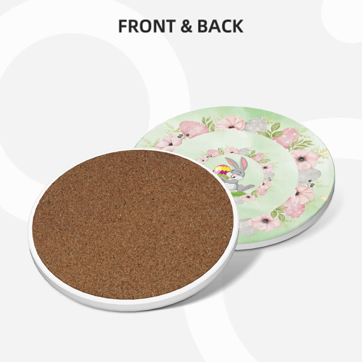 Runde Keramikuntersetzer, 6er-Set mit Blütenmuster, Vorder- und Rückseite. Sicher, ungiftig, hohe Wasseraufnahme.