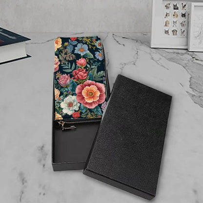 Clutch-Geldbörse für Damen aus PU mit Blumendesign, doppelseitiger UV-Druck, große Kapazität, inklusive Geschenkbox