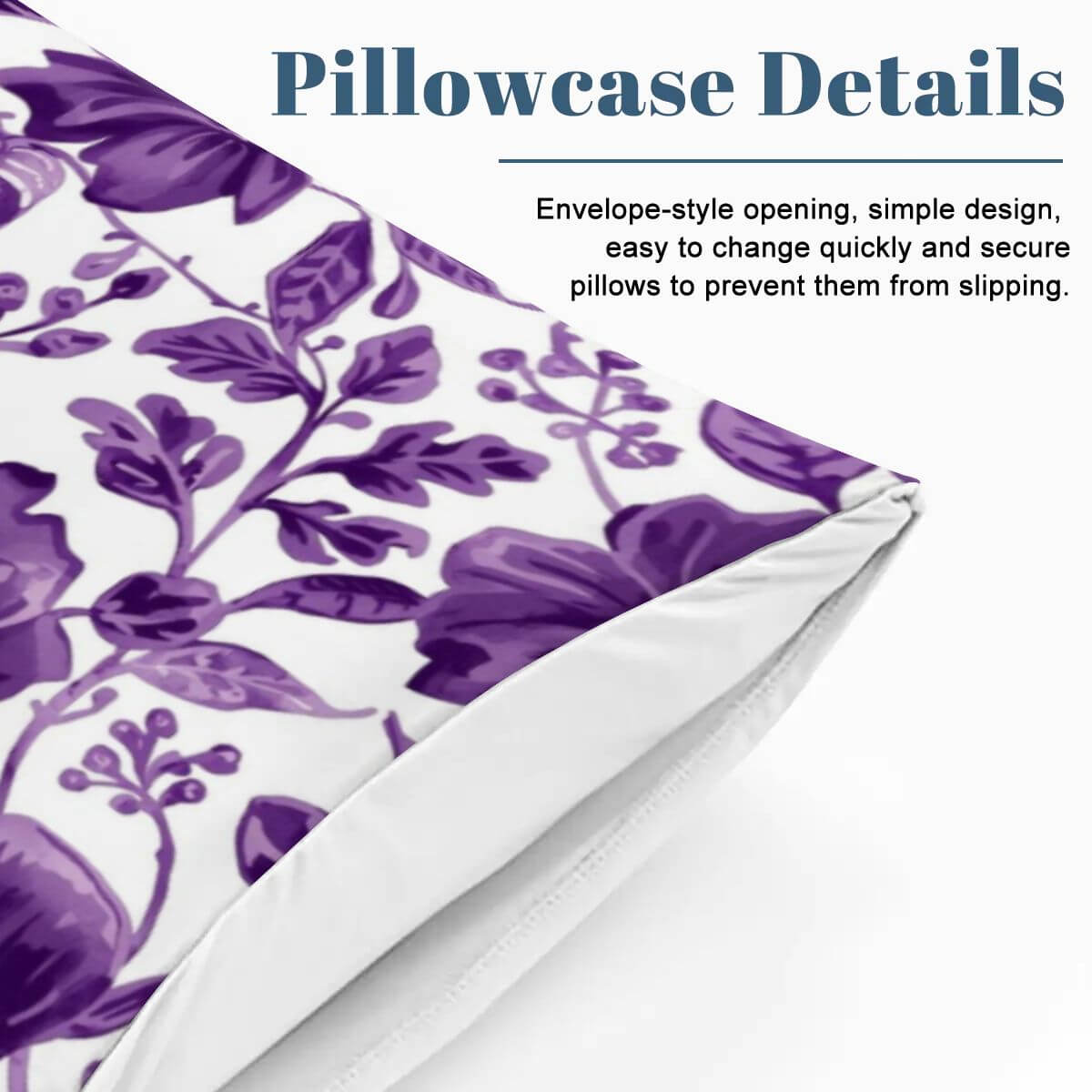 Komplettes Bettwäscheset mit lila Blumenmuster Kissenbezug, Polyester, erhältlich in 80x90 Zoll Größe, atmungsaktiv und langlebig.