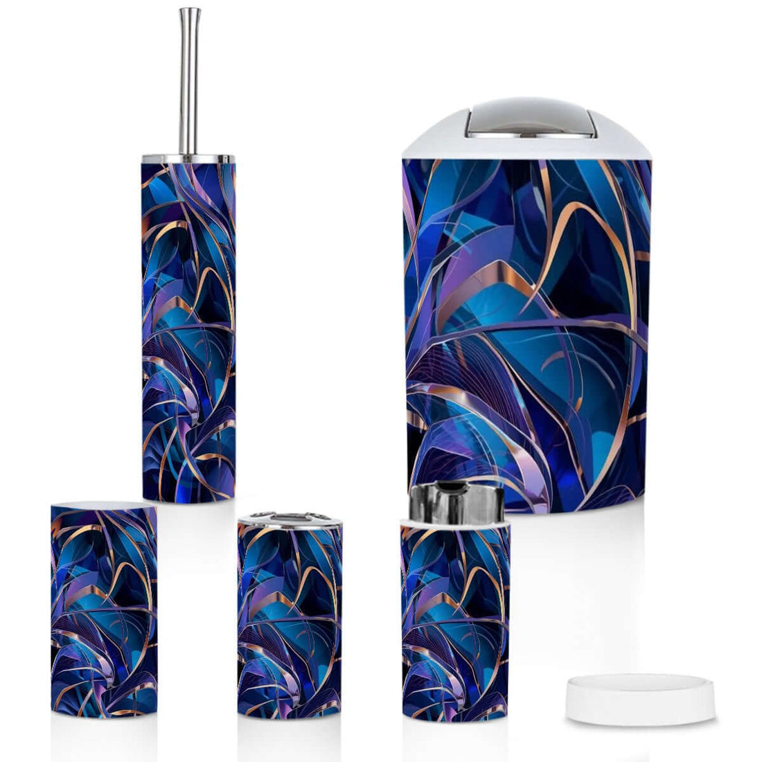 Badezimmer-Accessoires-Set, 5-teilig aus hochwertigem Kunststoff, farbenfrohes Design. Details für Badezimmer-Accessoires-Set, 5-teilig ansehen.