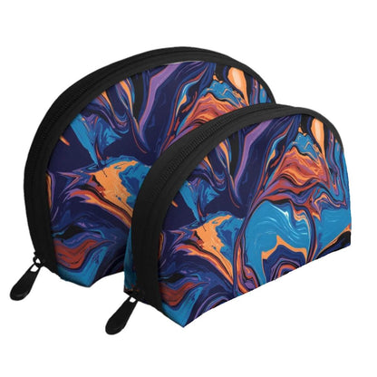 Storage Bags Set of 2 with colorful abstract design, made of polyester. Large: 9.0"x3.5"x6.0", Small: 7.5"x2.5"x5.0". Details für PU-Tragetasche für Damen ansehen