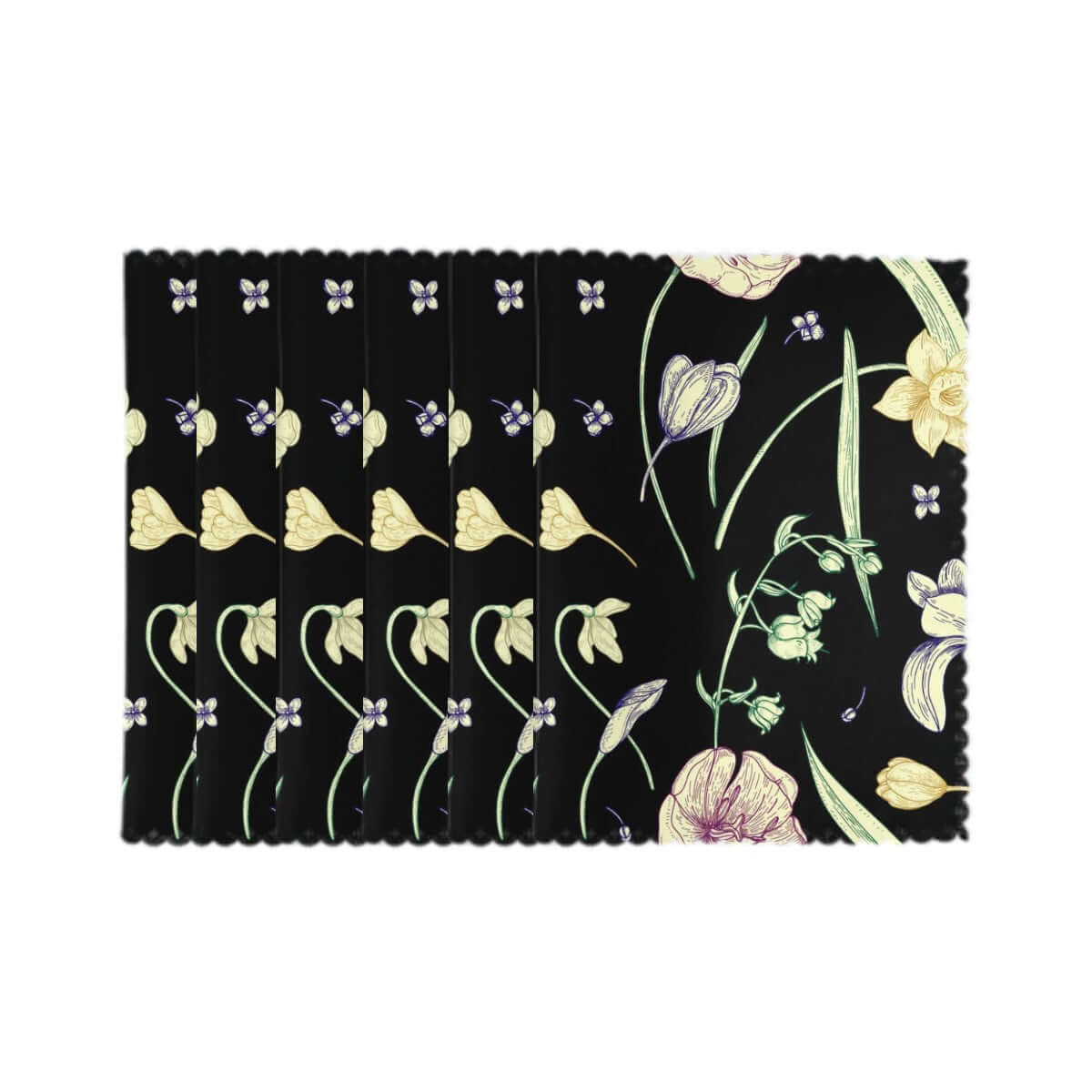 Hitzebeständige Tischsets, 6 Stück aus Polyester, 18"x12" mit Blumenmuster. Details für Hitzebeständige Tischsets, 6 Stück ansehen.