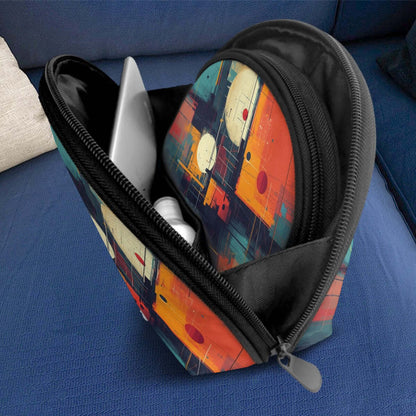 Abstract design Storage Bags Set of 2 with zipper, showing PU-Tragetasche für Damen, polyester material, large capacity, sublimation print