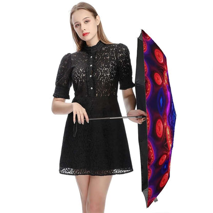 Frau mit UV-Schutz-Regenschirm mit einseitigem Druck und stabiler Struktur, perfekt zur Blockierung von UV-Strahlen. Details für UV-Schutz-Regenschirm ansehen.