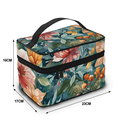 Tragbare Reise-Kosmetiktasche mit floralem Design, 23x17x16cm, zeigt Details für Tragbare Reise-Kosmetiktasche ansehen.
