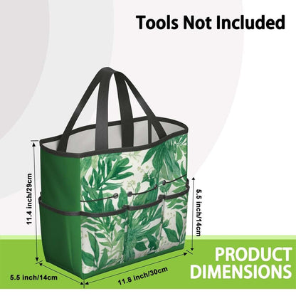 Gartengerätetasche aus Oxford-Stoff, 11,8"x5,5"x11,4", mit Blätter-Design und mehreren Taschen, wasserdicht und langlebig.