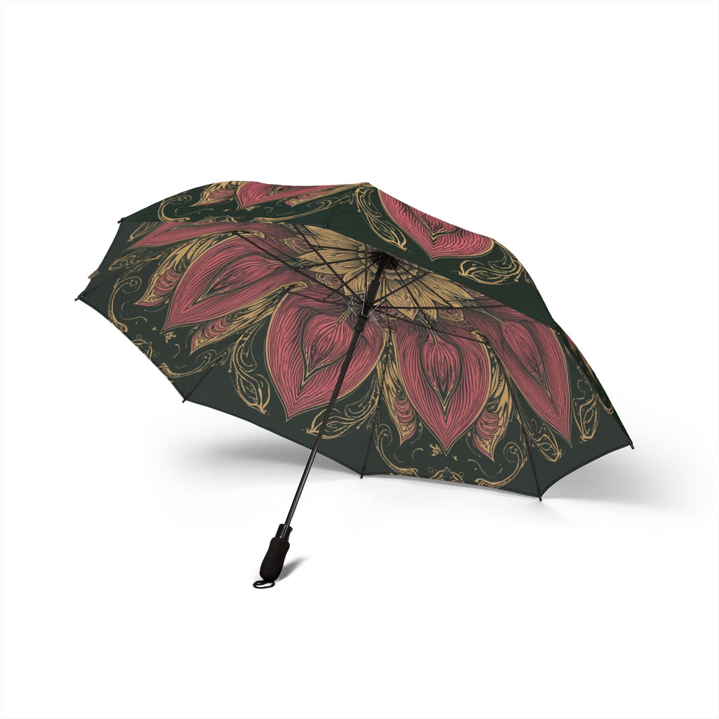 Schicker Regenschirm mit Blumenmuster – elegantes halbautomatisches Faltdesign