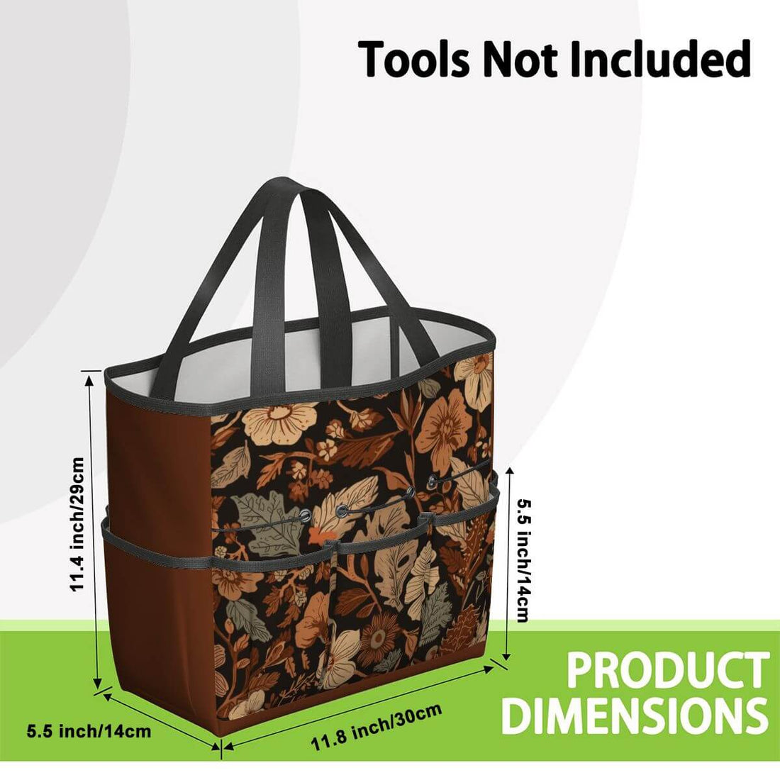 Gartengerätetasche aus Oxford-Stoff, 11,8"x5,5"x11,4" mit floralem Design, wasser- und verschleißfest, ideal für Gartenzubehör.