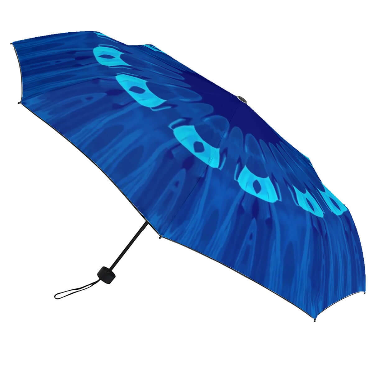UV-Schutz-Regenschirm mit blauem Design, einseitiger Druck, windfeste Struktur aus Kohlefaserverbund. Details für UV-Schutz-Regenschirm ansehen.