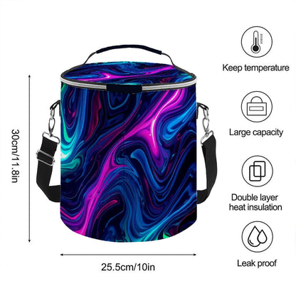 Camping-Kühltasche - Tragbar, isoliert, wasserdicht aus Polyester mit Flammenmotiv, Größe 11,8x10 Zoll, doppelwandige Isolierung.