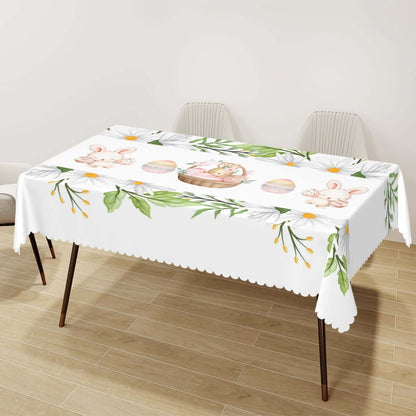 Rechteckige Tischdecke mit Wellenrand Ostermotiv, 72x54 Zoll, 100% Polyester, wasserdicht, einseitig bedruckt, zum Tischschutz und Dekor.