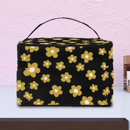 Portable Travel Makeup Bag with floral design, large capacity, polyester material, elegant zipper, Clutch-Geldbörse für Damen.