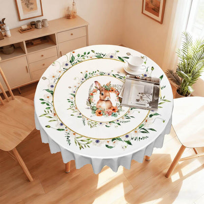 Runde Tischdecke mit gewelltem Rand, 60 Zoll Ostermotiv, aus 100% Polyester, wasserdicht, ideal für Schutz und Dekoration