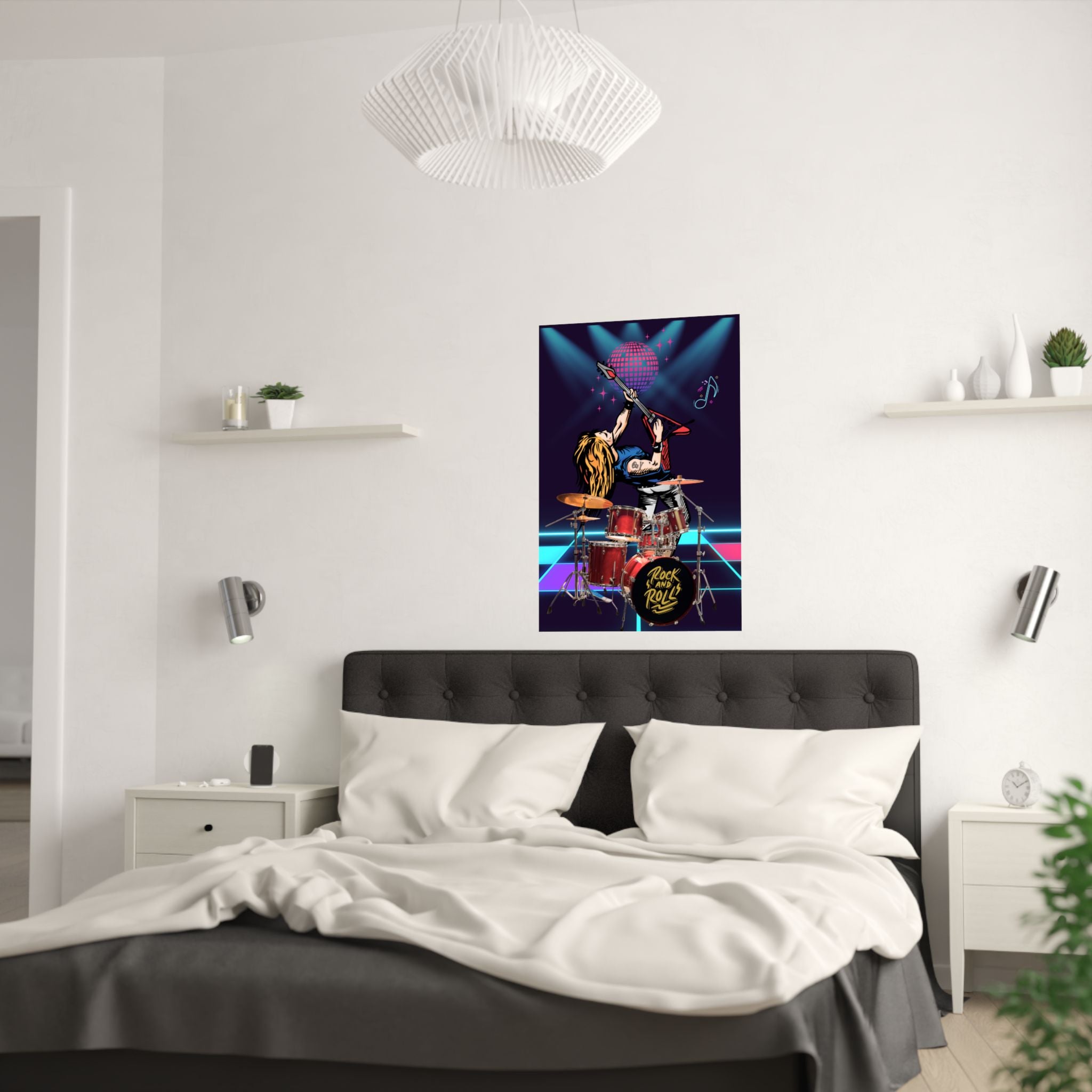 Rock and Roll Satin Poster, Musik Wandkunst, Retro Deko hängt über das Bett