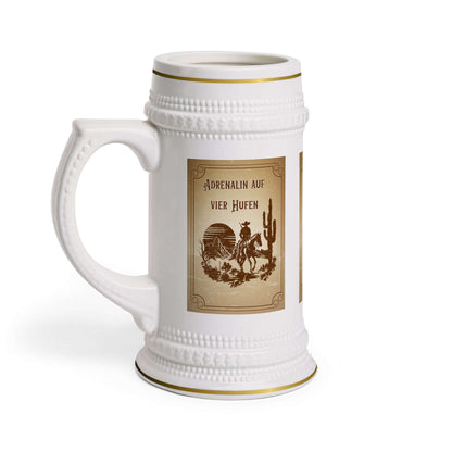 Bierkrug – „Adrenalin Auf Vier Hufen“ Ein Bierkrug, der nicht nur praktisch ist, sondern auch eine starke Botschaft vermittelt. Mit dem Spruch „Adrenalin Auf Vier Hufen“ und einem passenden Pferde-Motiv wird er zum perfekten Geschenk für Reitsport- und Pf