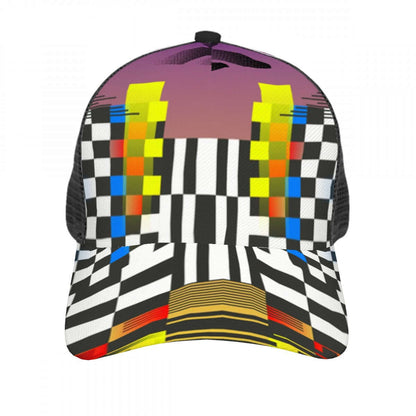 Baseballkappe mit Mesh-Einsatz aus Polyester-Twill-Stoff, sublimierter einseitiger Druck, atmungsaktives Design, stylisch und komfortabel.