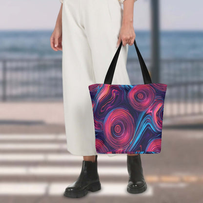 Schultertasche mit buntem Muster, ideal zum Einkaufen für Damen, Polyester, Größe 11"x7"x13".