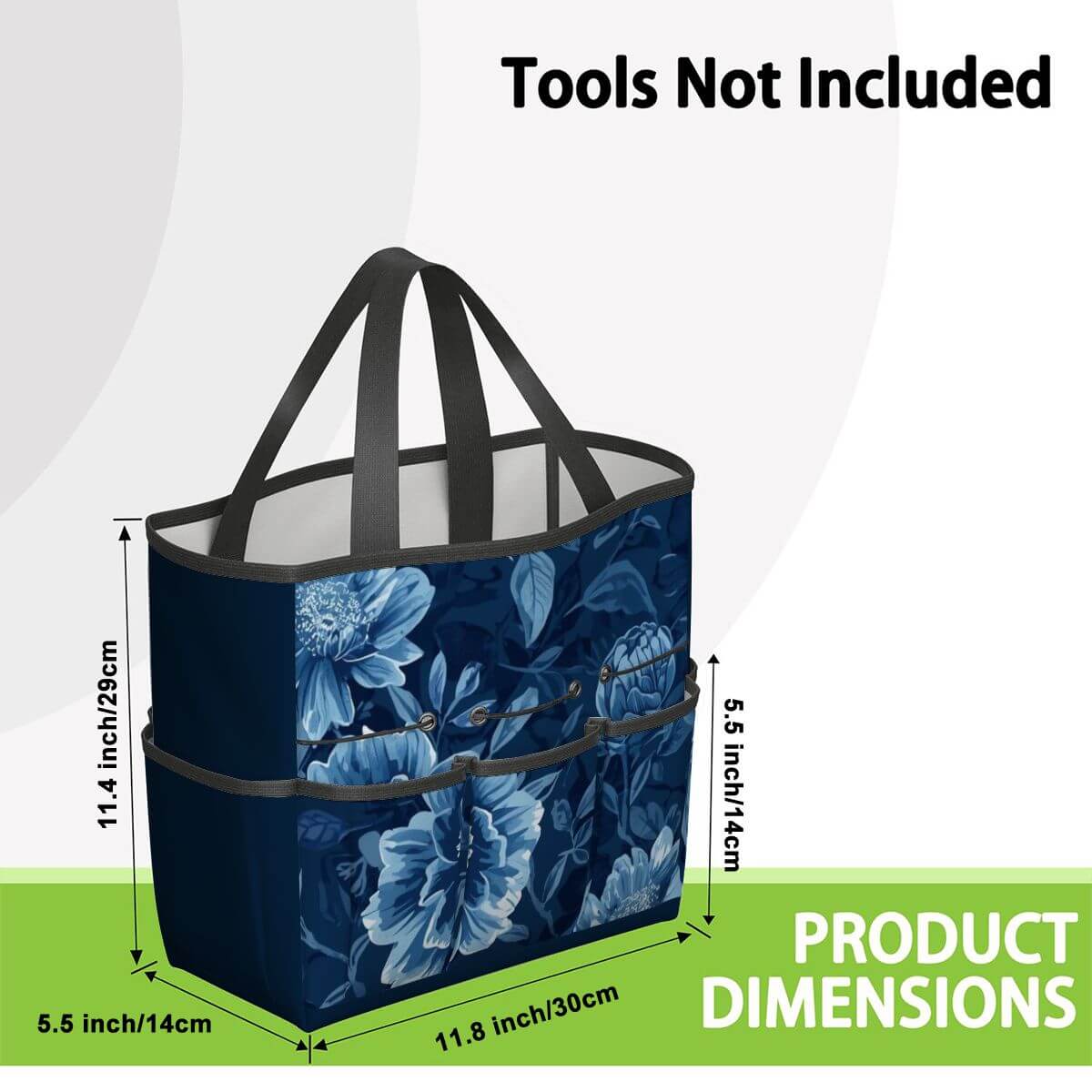 Gartengerätetasche aus Oxford-Stoff, 11,8x5,5x11,4 Zoll, wasserdicht, strapazierfähig, floral, ideal für Werkzeugaufbewahrung.