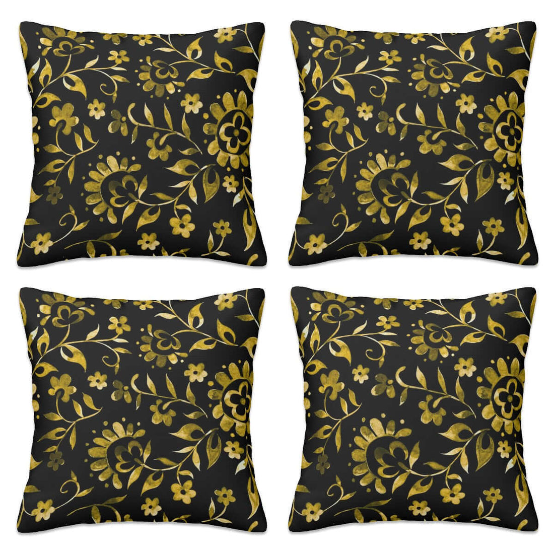 Ganzjahres-Kissenbezüge, 4er-Set mit floralem Design, weiches Polyester, Größen 12x12 bis 20x20, Sublimationsdruck, unsichtbarer Reißverschluss