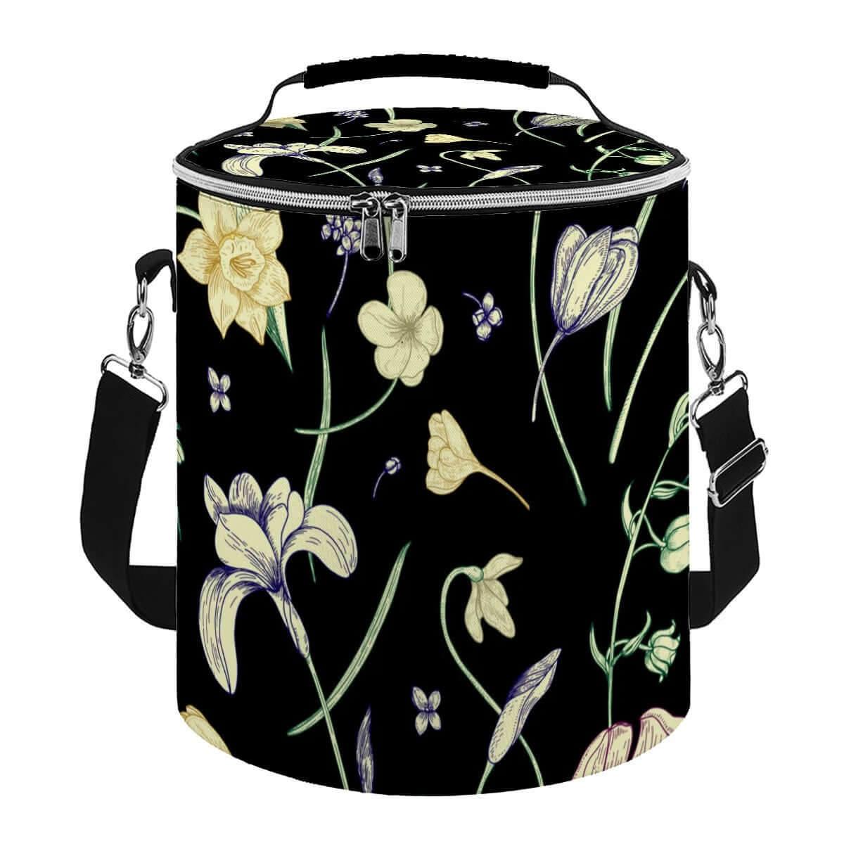 Camping-Kühltasche - Tragbar, isoliert, wasserdicht mit floralem Design, aus Polyester, perfektes Zubehör für Outdoor-Aktivitäten.