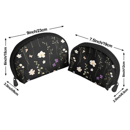 Aufbewahrungsbeutel-Set aus Polyester mit Blumenmuster in zwei Größen, große Tasche 9x3.5x6 Zoll und kleine Tasche 7.5x2.5x5 Zoll