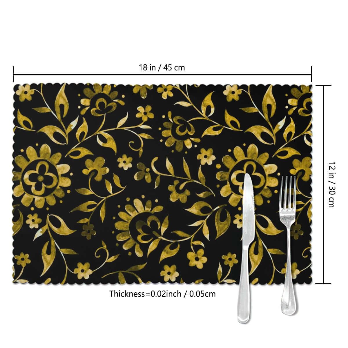 Hitzebeständige Tischsets, 6 Stück mit floralem Muster, 18x12 Zoll, hitzefest und verschleißfest.
